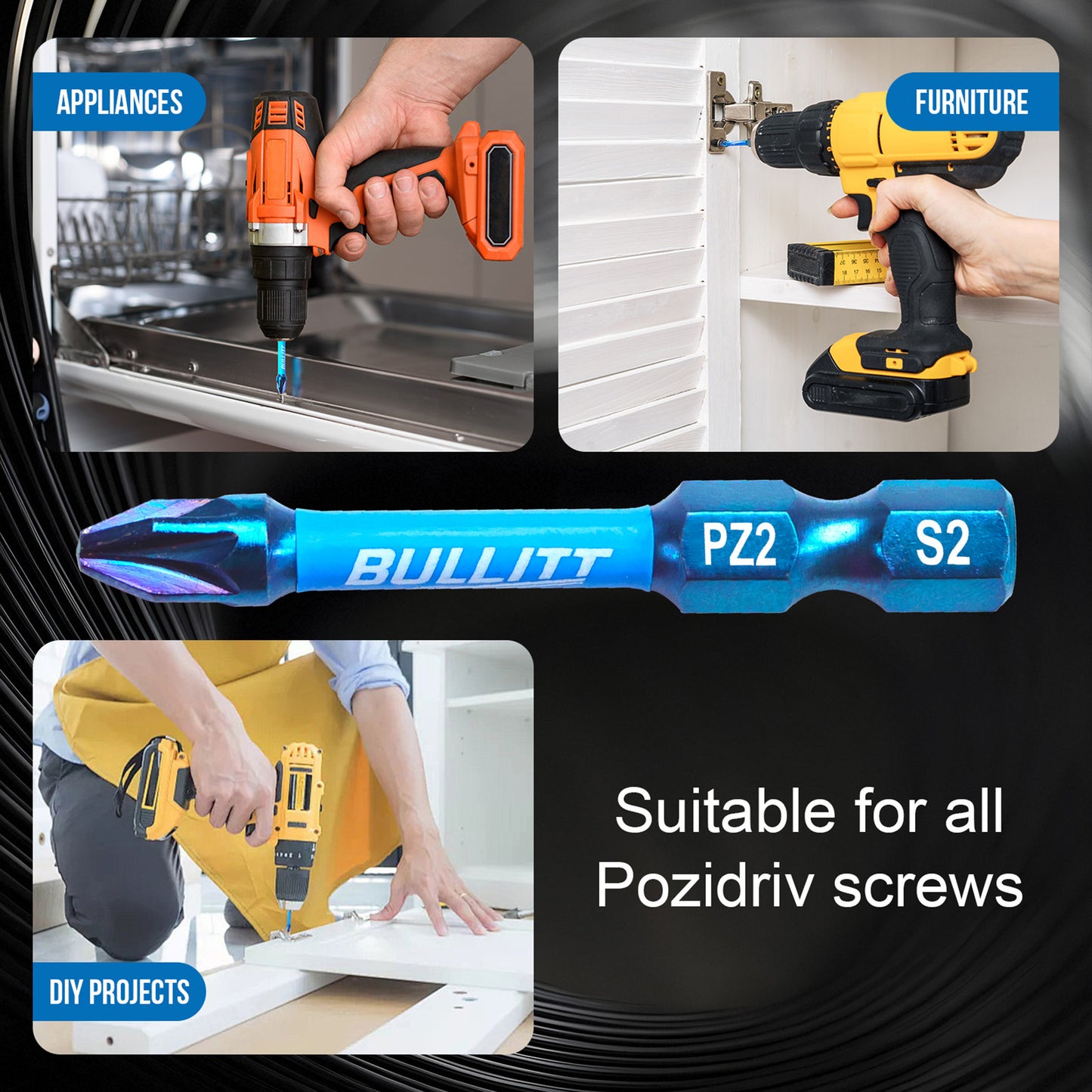 20-Piece 50mm PZ2 Screwdriver Bit Set - S2 Steel Long PoziDriv Impact Bits
