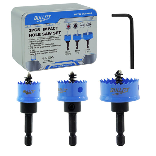 3PCS M42 Bi-Metal Hole Saw Set 20/25/32mm Hex Shank