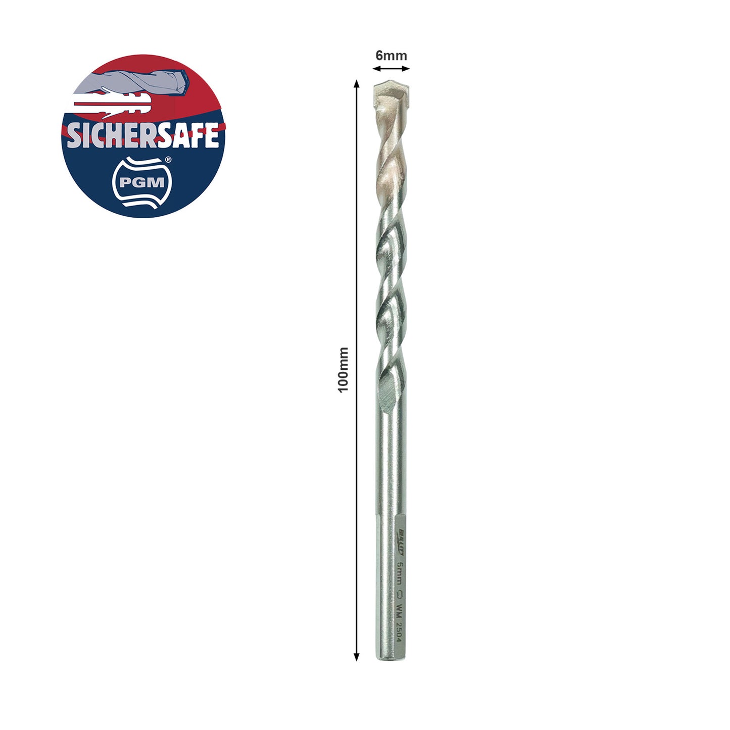 6mm Masonry Drill Bit - PGM Certified for Concrete, Brick & Stone