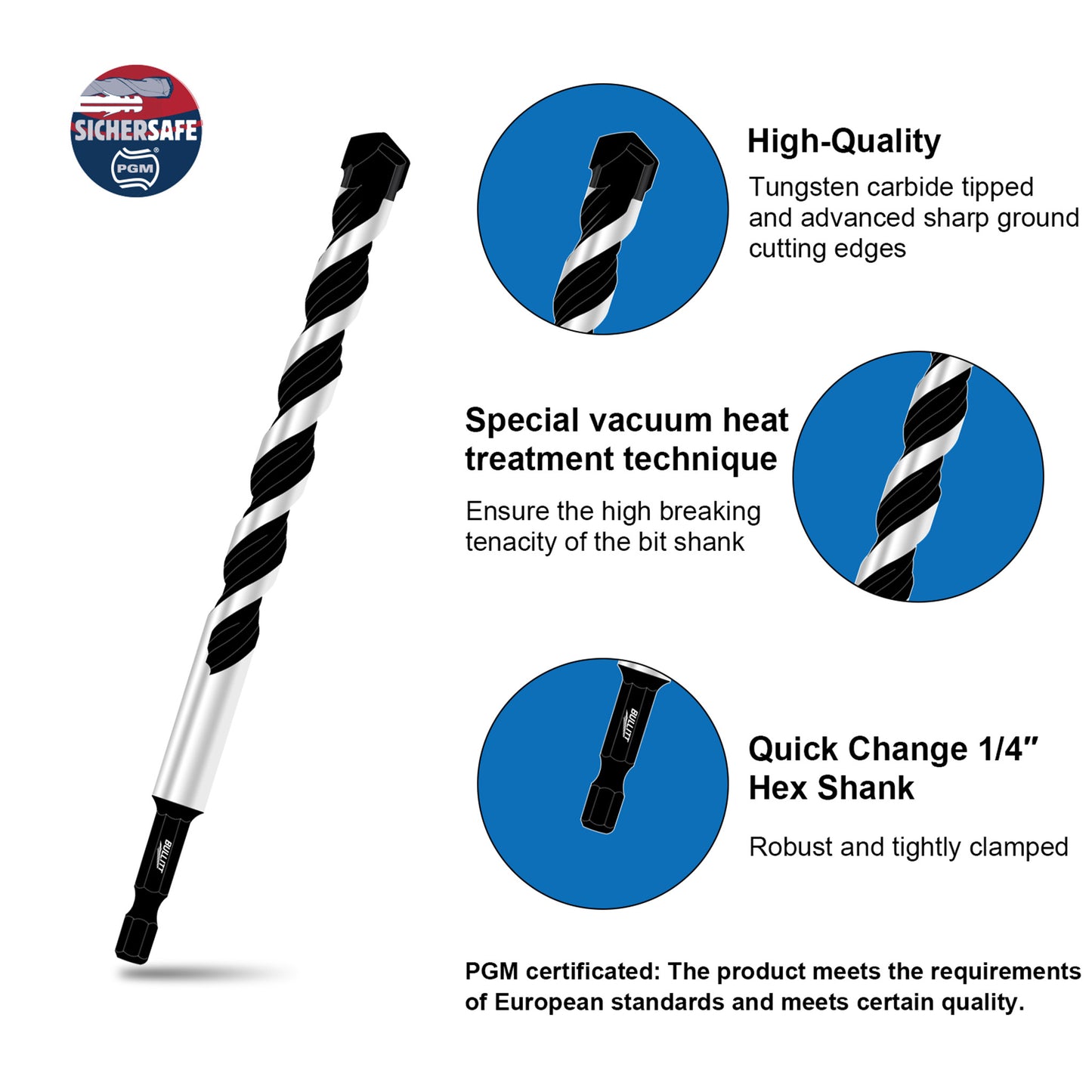 6-Piece Multi-Purpose Drill Bit Set - Quick Change Hex Shank (4-12mm)