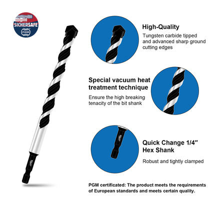 6-Piece Multi-Purpose Drill Bit Set - Quick Change Hex Shank (4-12mm)