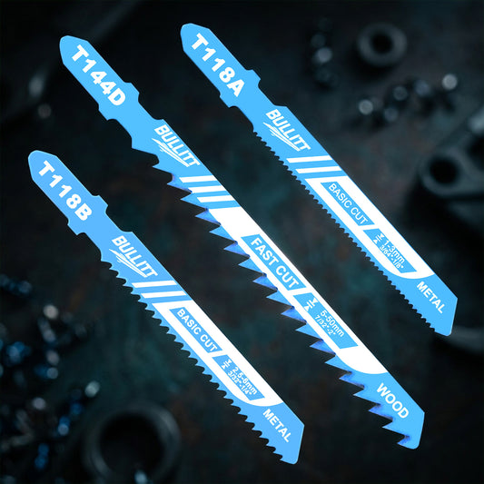 15-Piece Mixed Jigsaw Blade Set - Wood & Metal Cutting (5×T144D + 5×T118A + 5×T118B)