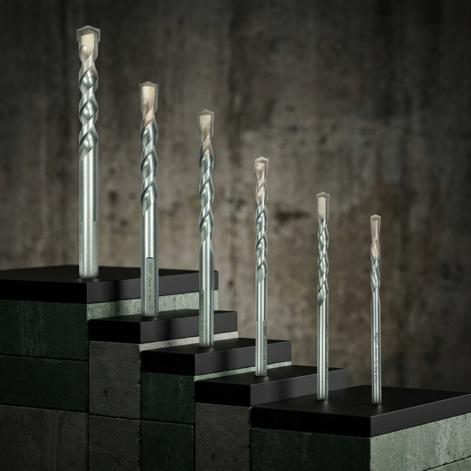 6-Piece Masonry Drill Bit Set - PGM Certified for Concrete, Brick & Stone (4-12mm)