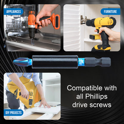 24-Piece PH2 Screwdriver Bit Set - S2 Steel Impact Bits with Magnetic Holder