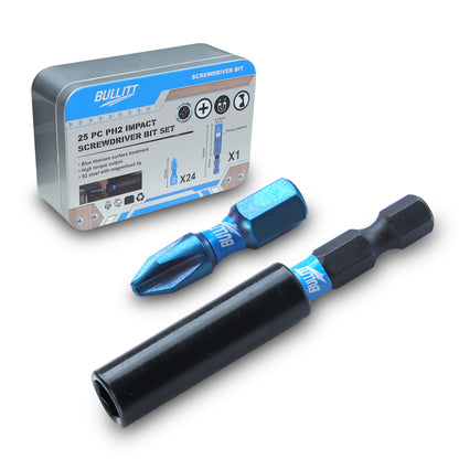 24-Piece PH2 Screwdriver Bit Set - S2 Steel Impact Bits with Magnetic Holder