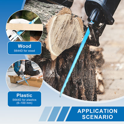 15-Piece Mixed Reciprocating Saw Blade Set - Wood & Metal (5×S644D + 5×S922EF + 5×S522BF)