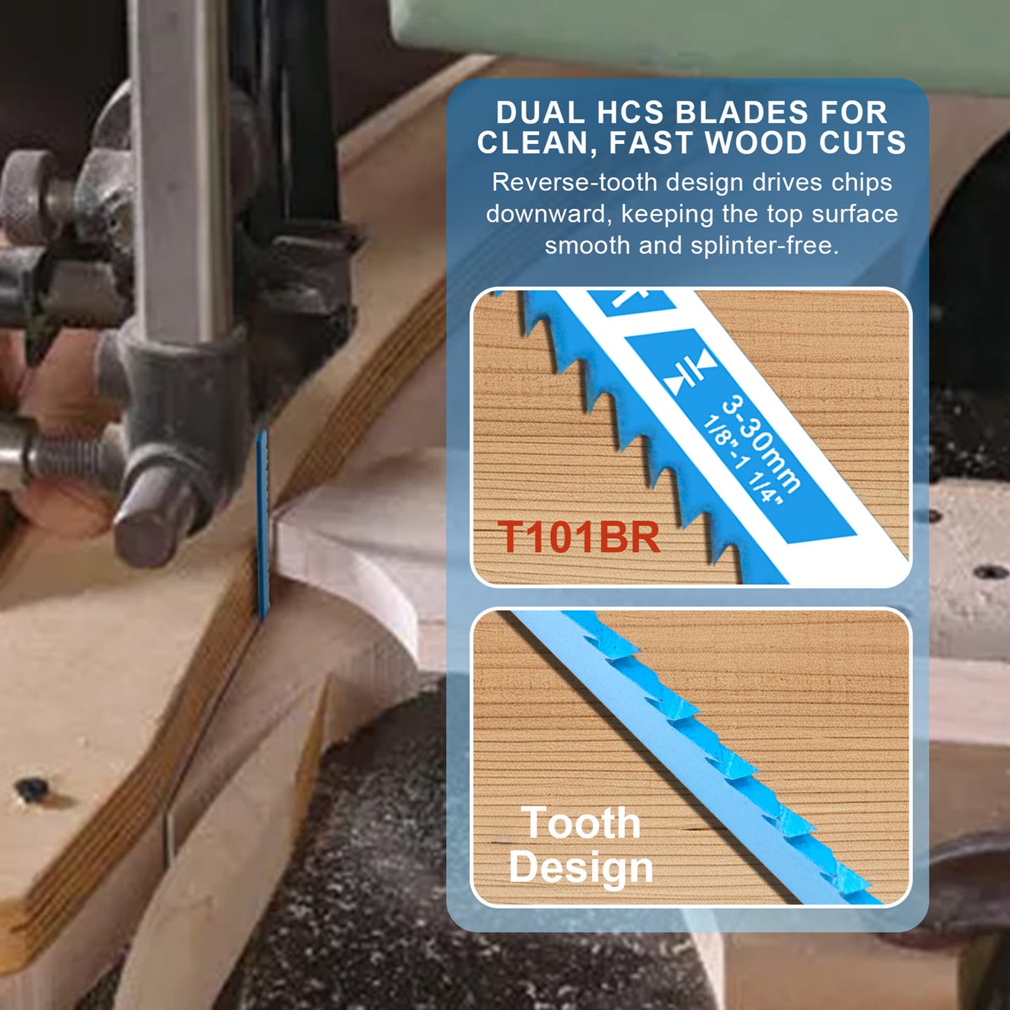 15-Piece Flexible Jigsaw Blade Set - Wood, Metal & Plastic (5×T144D + 5×T118A + 5×T101BR)