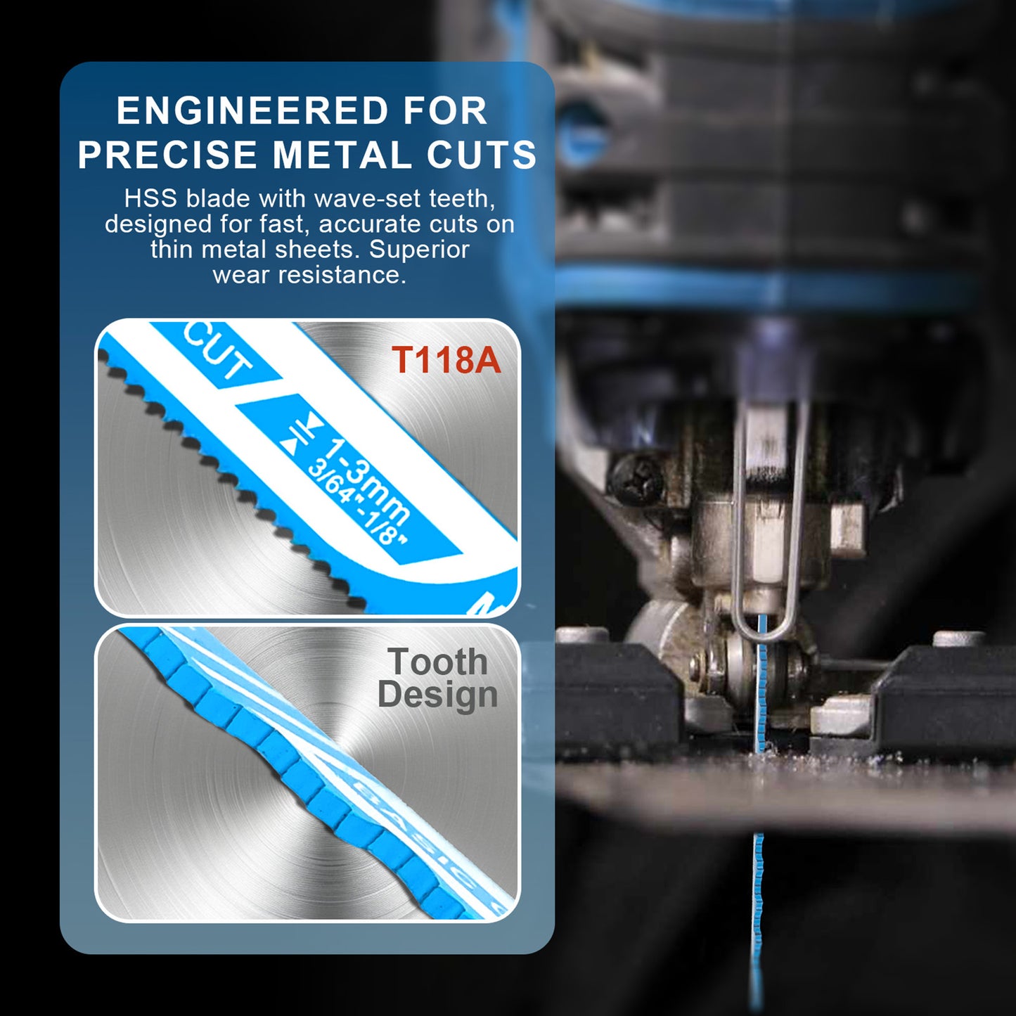 15-Piece Multi-Purpose Jigsaw Blade Set - Wood, Metal & Plastic (5×T118A + 5×T101A + 5×T101AO)