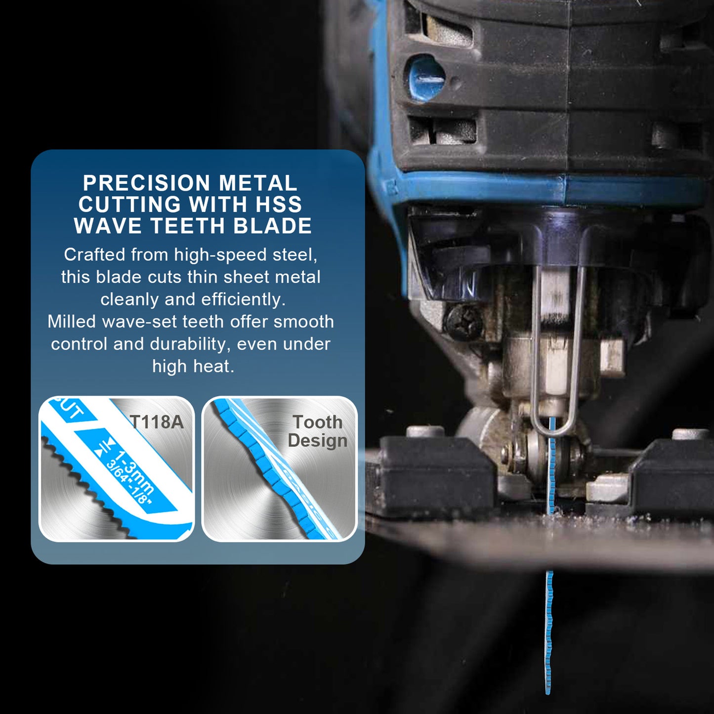 15-Piece Flexible Jigsaw Blade Set - Wood, Metal & Plastic (5×T144D + 5×T118A + 5×T101BR)