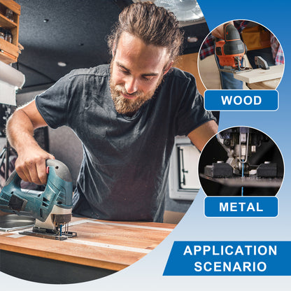 15-Piece Mixed Jigsaw Blade Set - Wood & Metal Cutting (5×T144D + 5×T118A + 5×T118B)