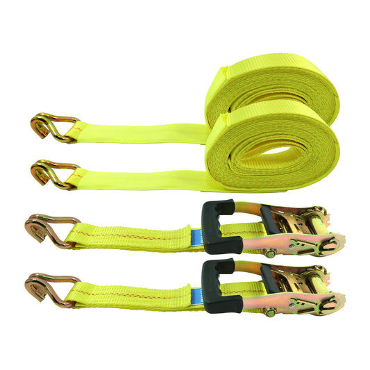 Ratchet Tie Down Straps 25mm x 4.57m with Soft Loops - 4-Pack (750kg Break Strength)