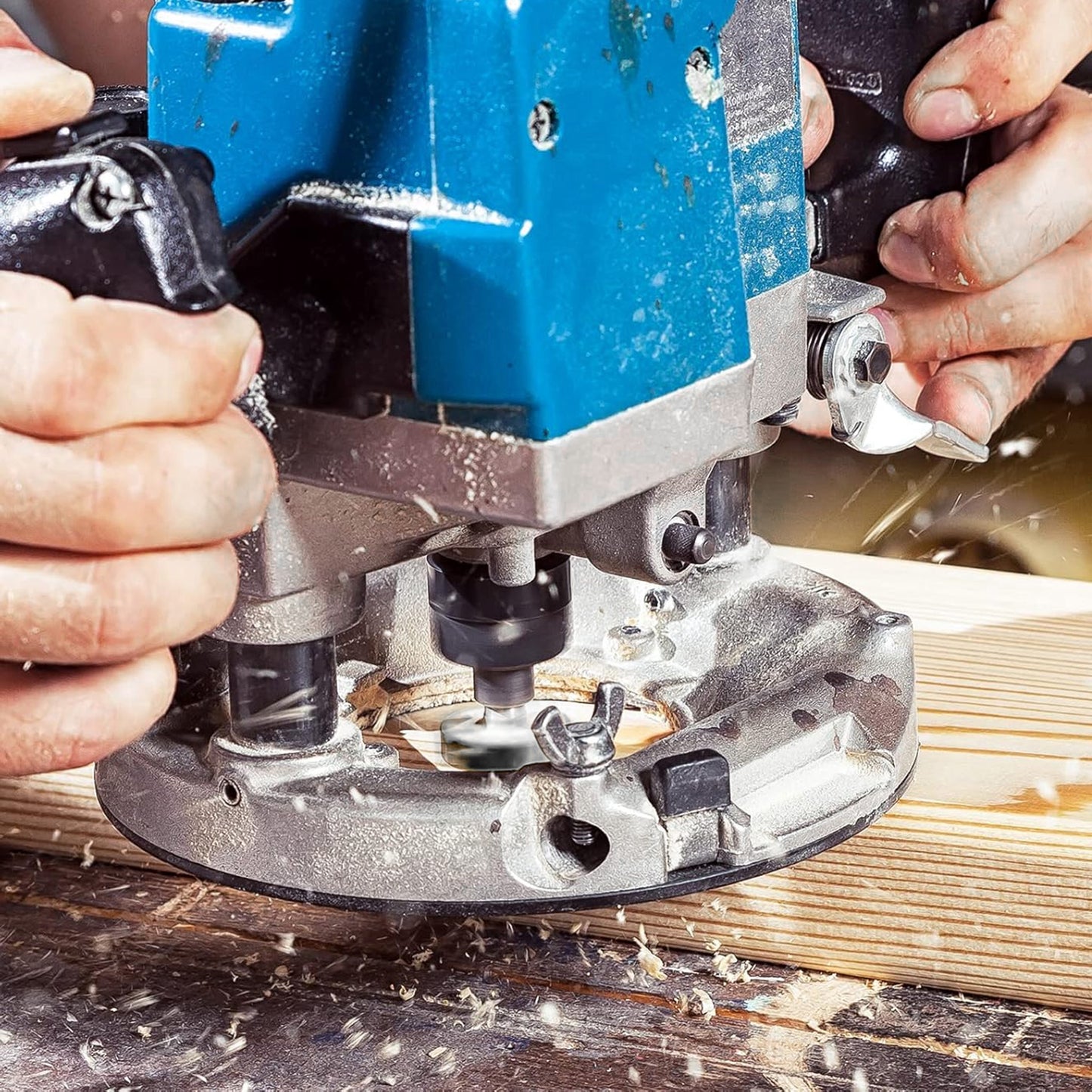 12-Piece Router Bit Set - 1/4" Tungsten Carbide Tipped with 1/2" Converter