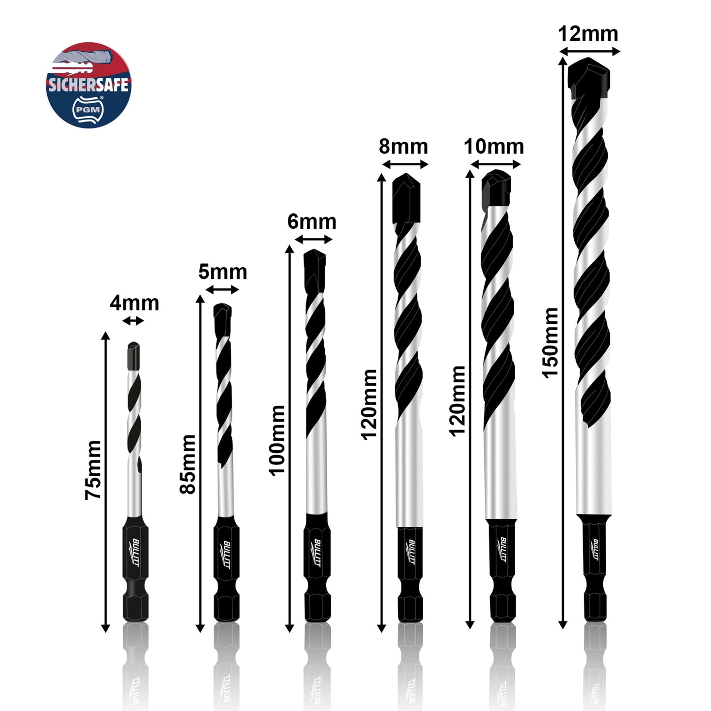 6-Piece Multi-Purpose Drill Bit Set - Quick Change Hex Shank (4-12mm)