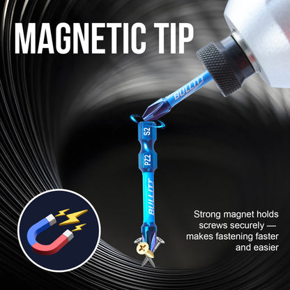 20-Piece 50mm PZ2 Screwdriver Bit Set - S2 Steel Long PoziDriv Impact Bits