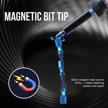 24-Piece PZ2 Screwdriver Bit Set - S2 Steel Impact Bits with Magnetic Holder