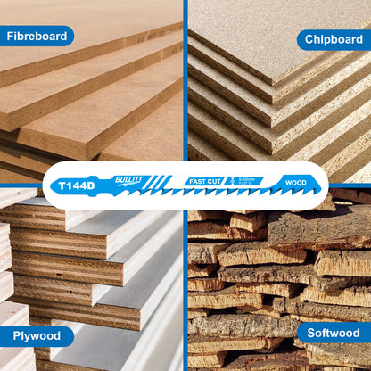 15-Piece T144D Jigsaw Blade Set - 100mm HCS for Fast Wood Cutting (6 TPI)